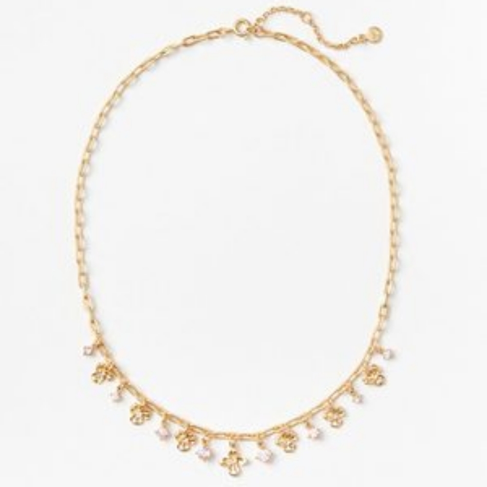 LOFT floral sparkly gold tone chain necklace, gold